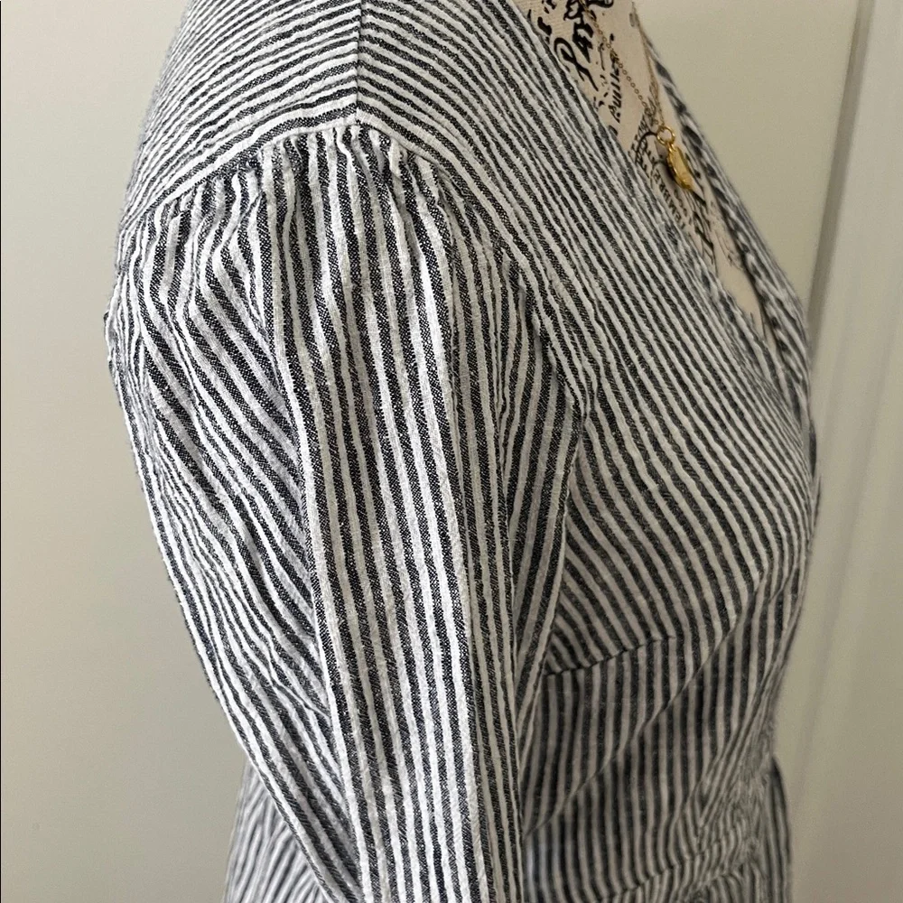 Old Navy Blue & White Striped Long Sleeve V-Neck Dress - Picture 8 of 13